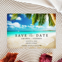 Tropisch strand budget bruiloft sparen de datum