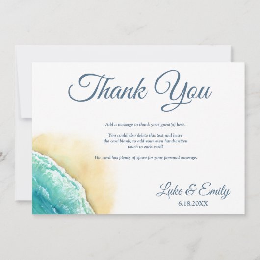 Tropisch strand Destination Wedding Bedankkaart (Achterkant)