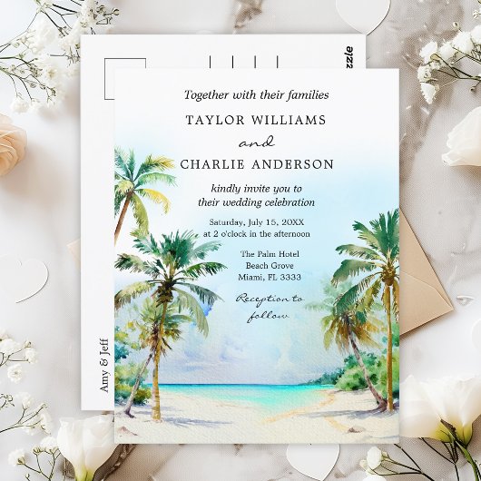 Tropisch strand Destination Wedding Briefkaart