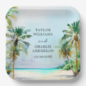Tropisch strand Destination Wedding Papieren Bordje (Voorkant)
