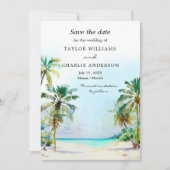 Tropisch strand Destination Wedding Save The Date (Voorkant)