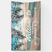 Tropisch strand Destination Wedding Spandoek (Verticaal)