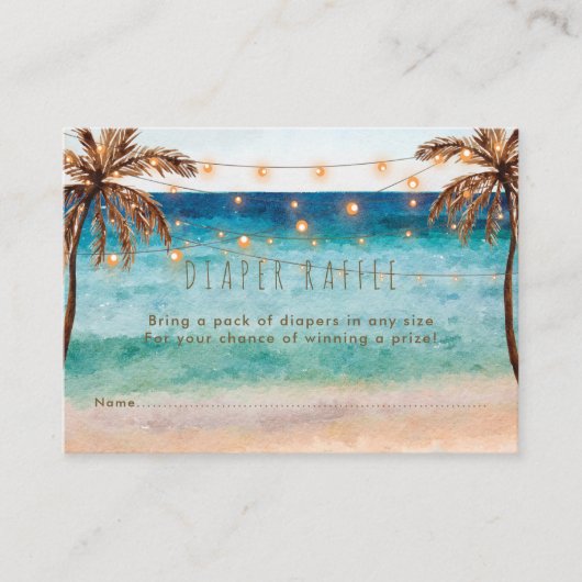 tropisch strand Diaper Raffle-kaart Informatiekaartje (Voorkant)