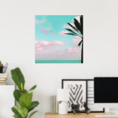 Tropisch strand, dromen, Uitzicht in de oceaan, wo Poster (Thuiskantoor)