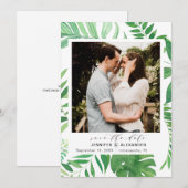 Tropisch strand Elegant groen Foto Save The Date (Voorkant / Achterkant)
