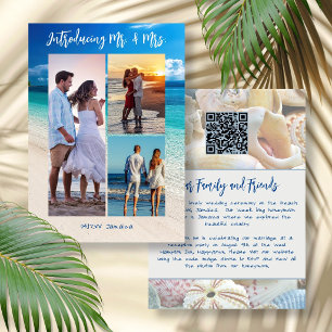 Tropisch strand elopement pasgetrouwd receptie kaart