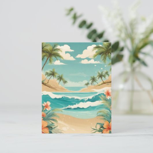 Tropisch strand- en oceaanlandschap briefkaart (Staand voorkant)