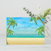 Tropisch strand en palmbomen bruiloft kaart (Staand voorkant)