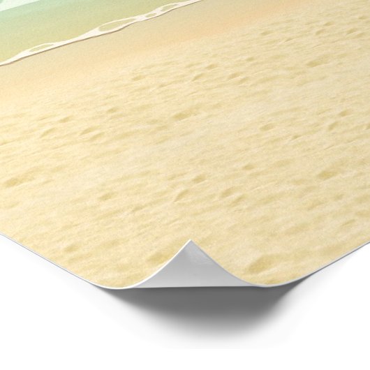 Tropisch strand en paraplu poster (Hoek)