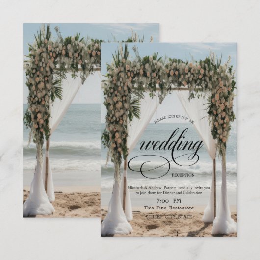 Tropisch strand Floral Arbor repetitie diner Kaart (Voorkant / Achterkant)