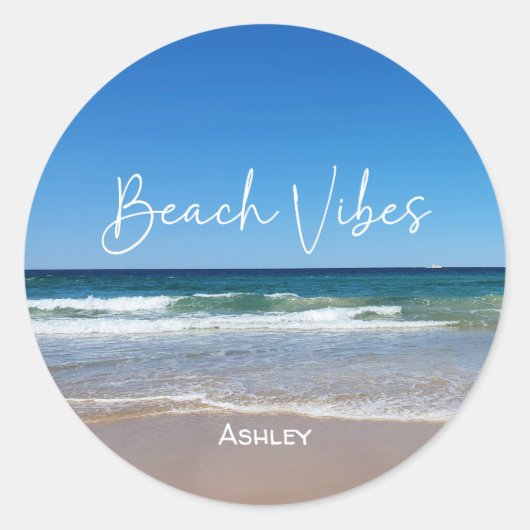 Tropisch strand gepersonaliseerd ronde sticker (Voorkant)