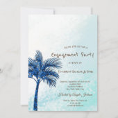 Tropisch strand, Glitter Blue Palms Verloving Kaart (Voorkant)