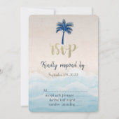 Tropisch Strand Glitter Palm Bruiloft RSVP Kaart (Voorkant)