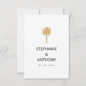 Tropisch strand gouden palmboom bestemming bruilof RSVP kaartje (Achterkant)