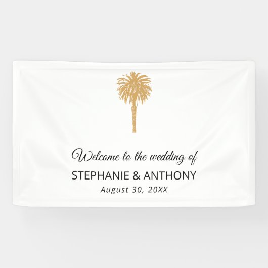 Tropisch strand goudpalm, bestemming bruiloft spandoek (Horizontaal)