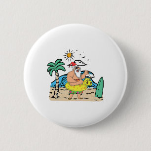 Tropisch strand grappige kerstman Kerstmis zomer K Ronde Button 5,7 Cm