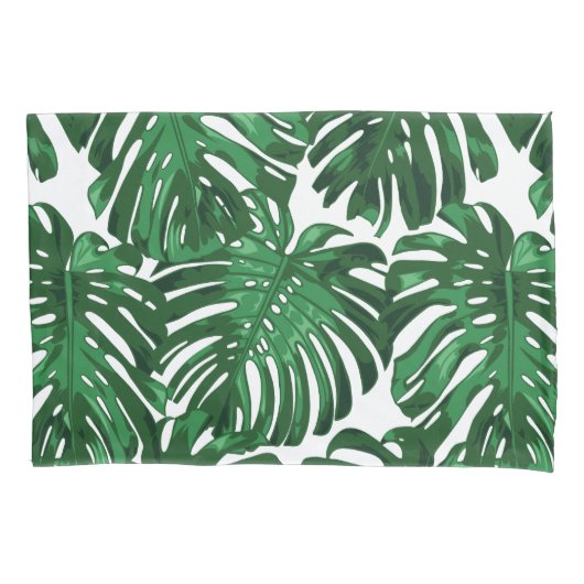 Tropisch strand Groene Monstera Palm Oerwoud Leave Kussensloop (Voorkant-Links)