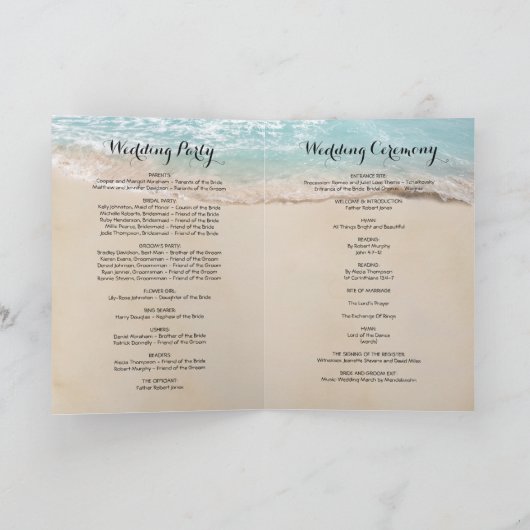 Tropisch strand hart bruiloft ceremonie programma (Binnen)