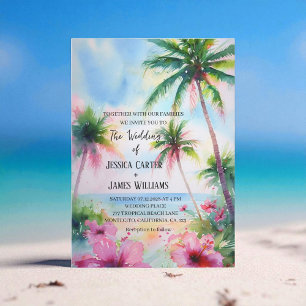 Tropisch strand Hawaiian Hibiscus bruiloft Kaart
