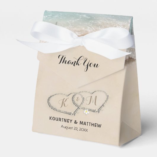 Tropisch  strand Heart Shore Weddenschap Bedankdoosjes (Voorkant Zijde)