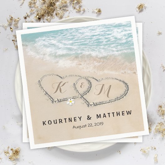 Tropisch strand Heart Shore Weddenschap Servet