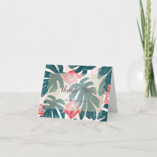 Tropisch Strand Hibiscus Palm Bladeren Bedankkaart