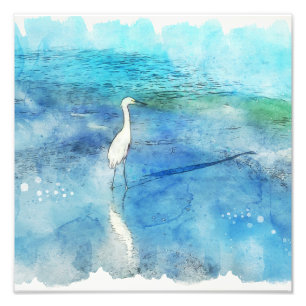 Tropisch strand in Blauwgroen Aqua Turquoise Blue  Foto Afdruk