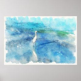 Tropisch strand in Blauwgroen Aqua Turquoise Blue Poster
