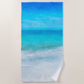 Tropisch strand in Blauwgroen Aqua Turquoise Blue  Strandlaken (Voorkant)