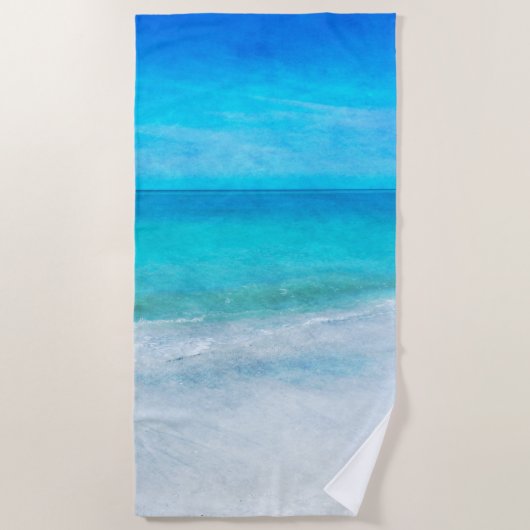 Tropisch strand in Blauwgroen Aqua Turquoise Blue  Strandlaken (Voorkant)