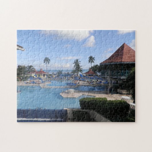 Tropisch strand in de Bahama's. Legpuzzel (Horizontaal)