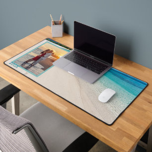 Tropisch strand Jaar Datum Fotosjabloon Bureaumat