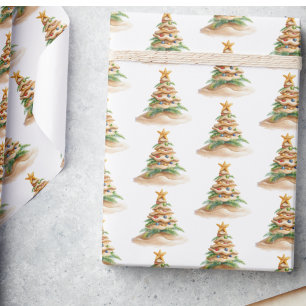 Tropisch strand kerstboom cadeaupapier
