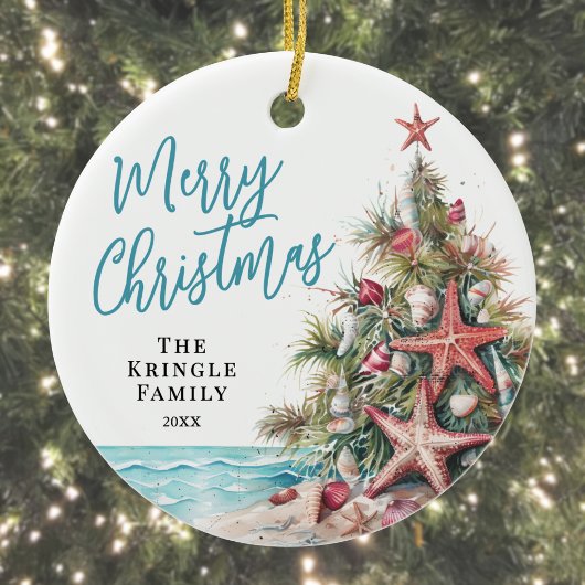 Tropisch strand Kerstmis Keramisch Ornament