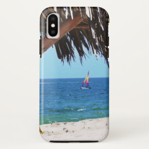 Tropisch strand kleurige zeilboot iPhone x hoesje