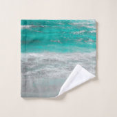 Tropisch strand kust Turquoise White Ocean Waves Bad Handdoek (Wasdoekje)