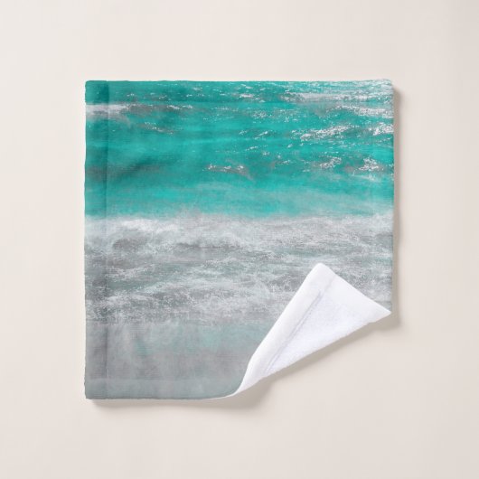 Tropisch strand kust Turquoise White Ocean Waves Bad Handdoek (Wasdoekje)