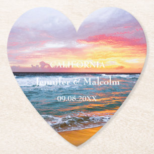 Tropisch strand Kustbestemming Zomer Bruiloft Kartonnen Onderzetters