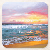 Tropisch strand Kustbestemming Zomer Bruiloft Vierkante Kartonnen Onderzetter (Voorkant)