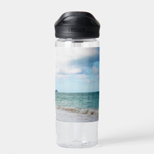 Tropisch strand landschap Oahu Hawaii Waterfles (Achterkant)