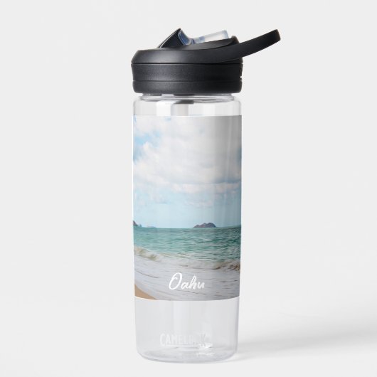 Tropisch strand landschap Oahu Hawaii Waterfles (Links)