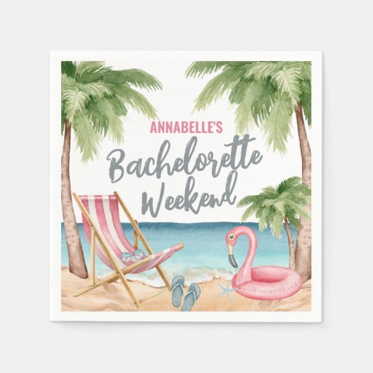 Tropisch Strand Meiden Weekend Bruidsfeestje Servet (Voorkant)