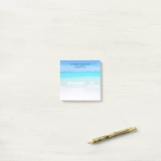 Tropisch strand met een Turquoise Zee bruiloft Post-it® Notes (Op bureau)