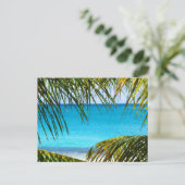 Tropisch strand met handpalmen briefkaart (Staand voorkant)