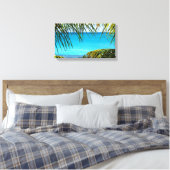 Tropisch strand met handpalmen canvas afdruk (Insitu (Slaapkamer))
