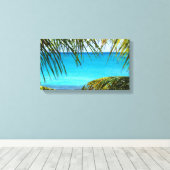 Tropisch strand met handpalmen canvas afdruk (Insitu (Houten vloer))