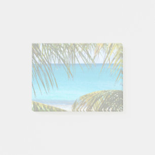 Tropisch strand met handpalmen post-it® notes