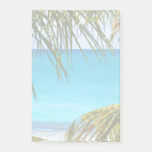 Tropisch strand met handpalmen post-it® notes (Voorkant)