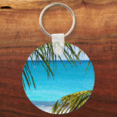 Tropisch strand met handpalmen sleutelhanger (Voorkant)