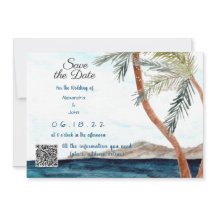 Tropisch strand met lichten Save the Date